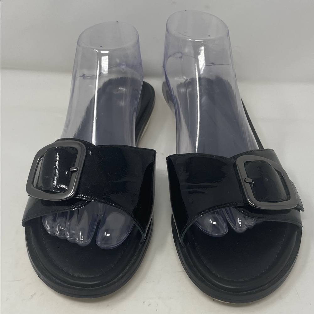 Donald J. Pliner Black Slide Sandals with Buckle Size 11 Excellent Condition